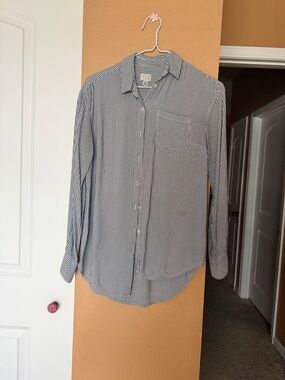 a new day Black & White Vertical Stripe Button-Down Shirt